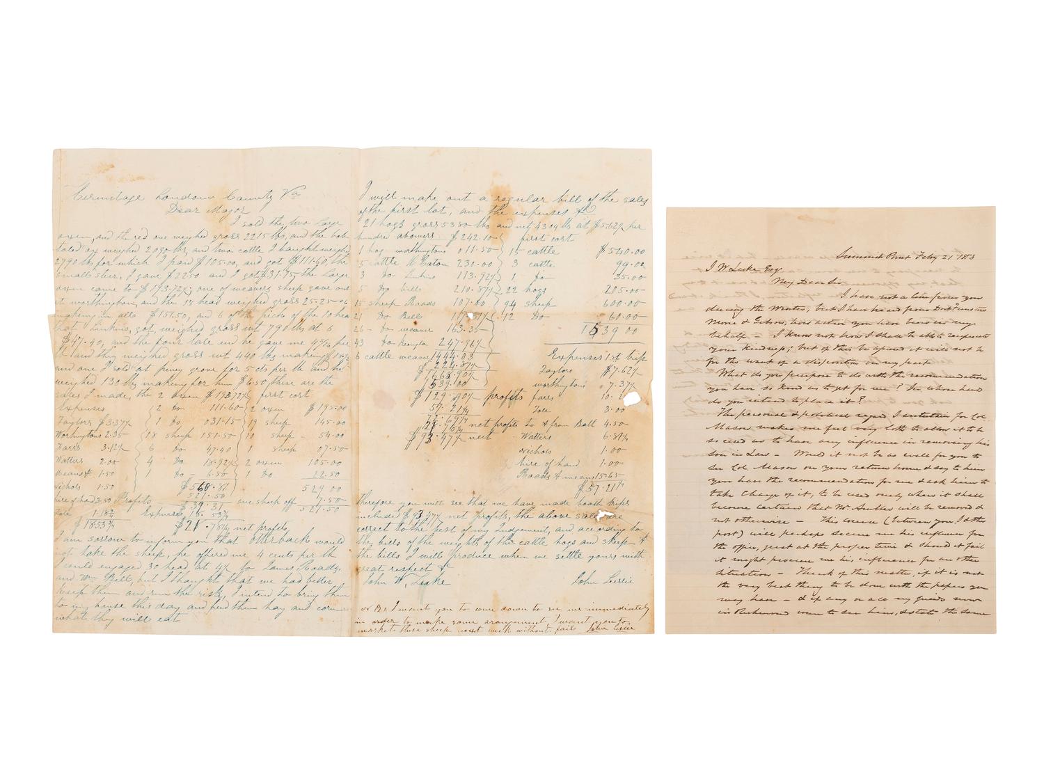 [CIVIL WAR]. LUKE, John Whelan (1815-1896). Archive of letters and documents related to a prominent Virginia statesman.