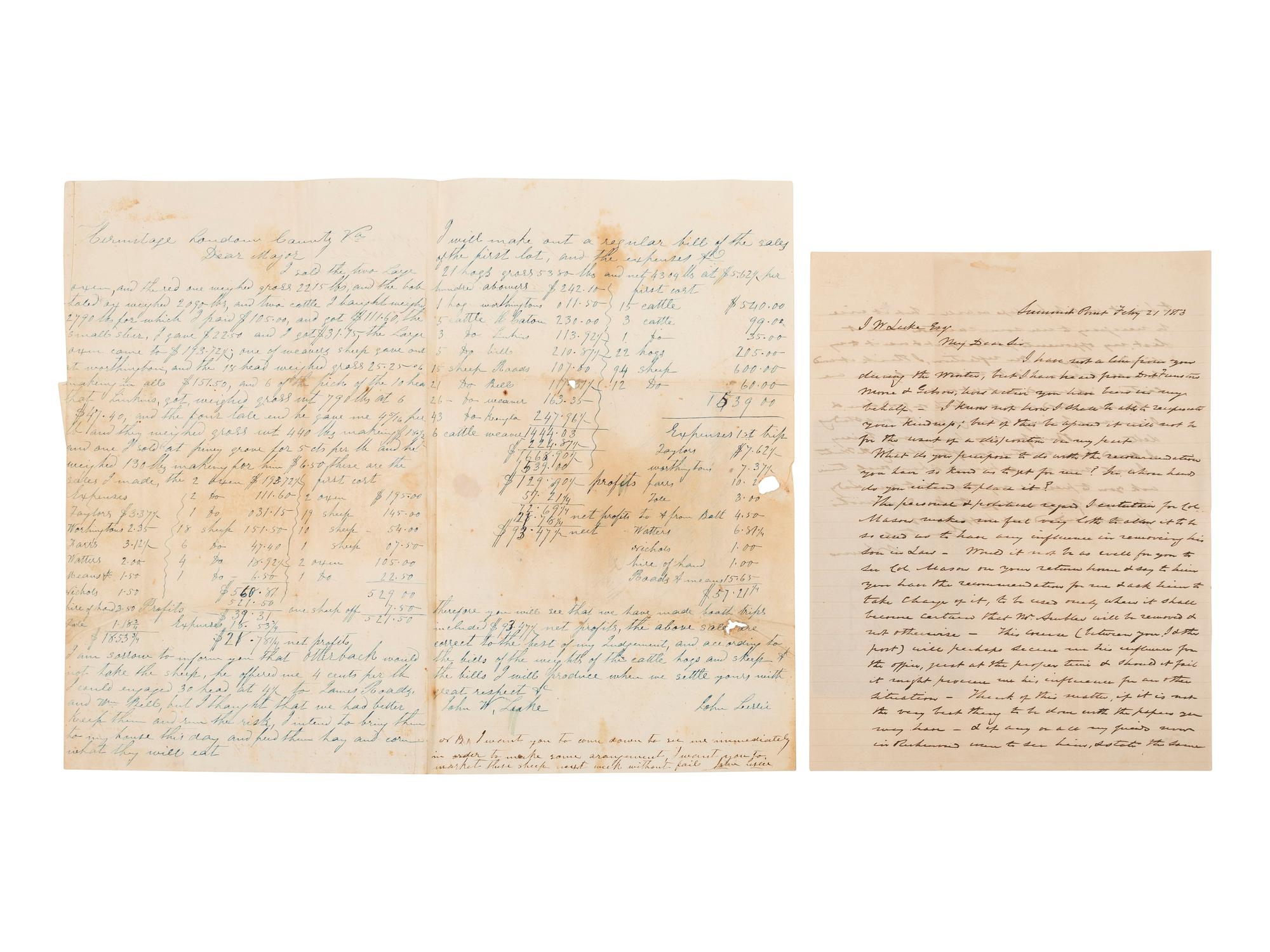 [CIVIL WAR]. LUKE, John Whelan (1815-1896). Archive of letters and documents related to a prominent Virginia statesman.