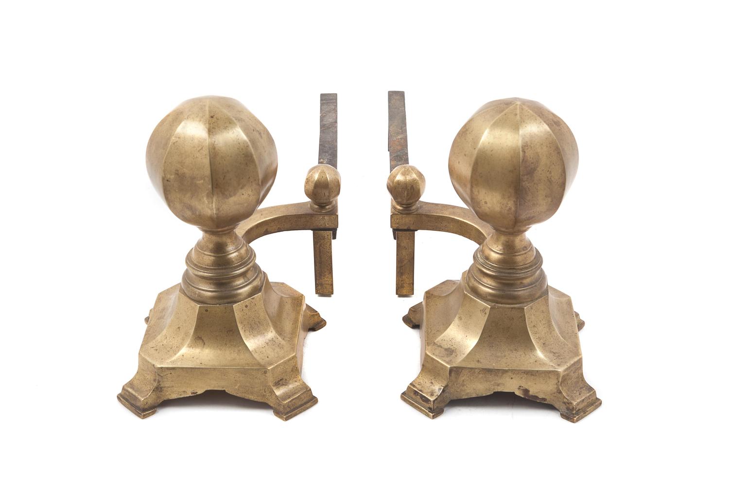 A Pair of Brass Andirons