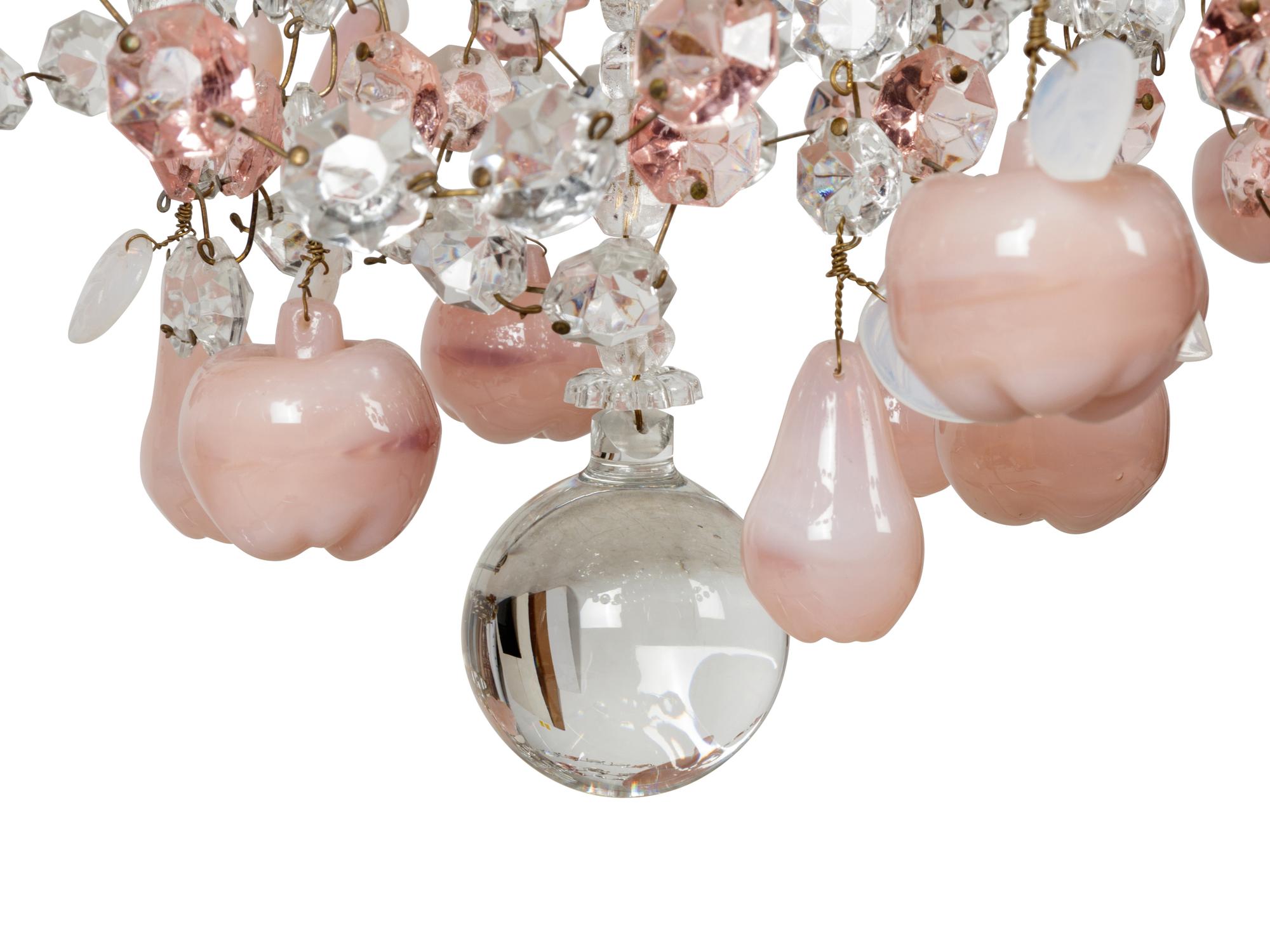 A French Opaline Glass Mounted Six-Light Chandelier