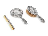 A Silver Three-Piece Dresser Set