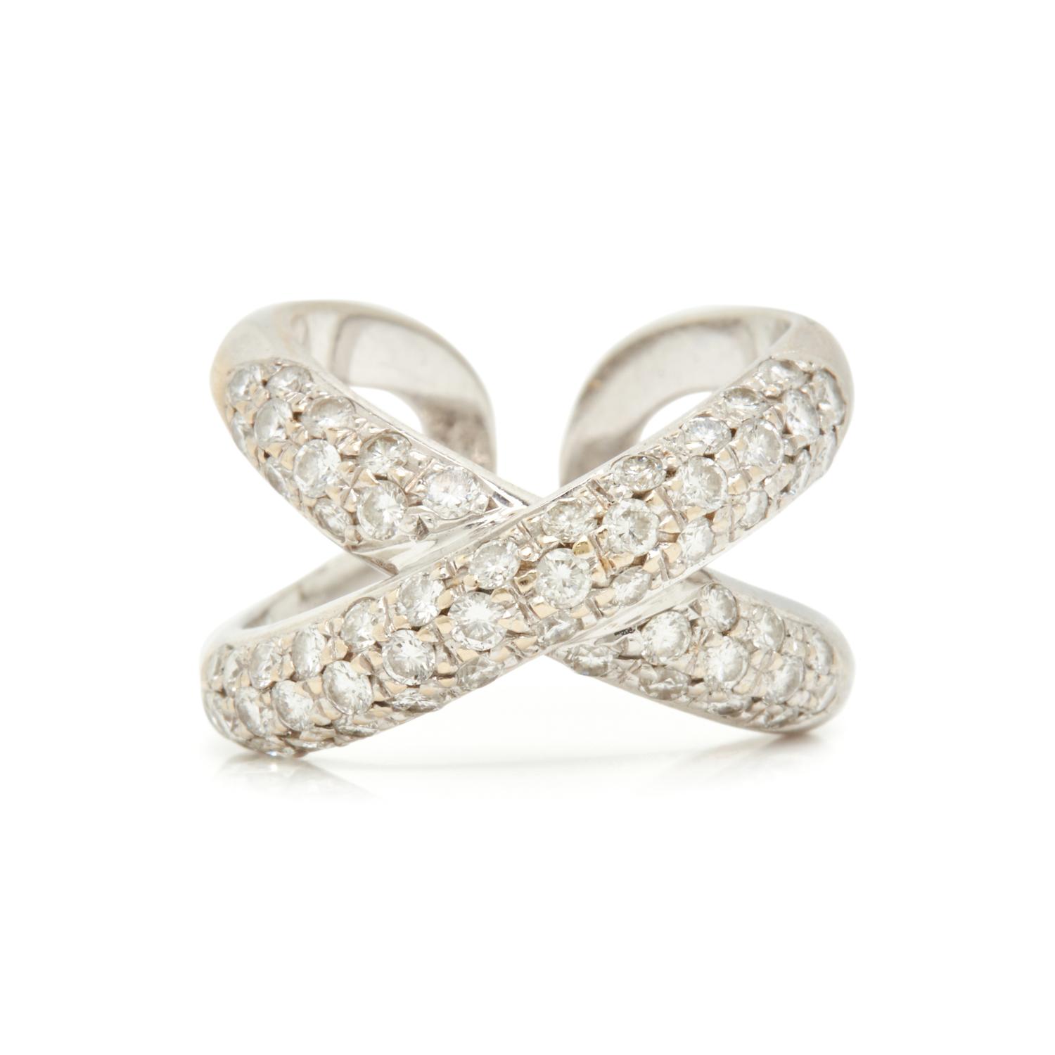 WHITE GOLD AND DIAMOND 'X' RING