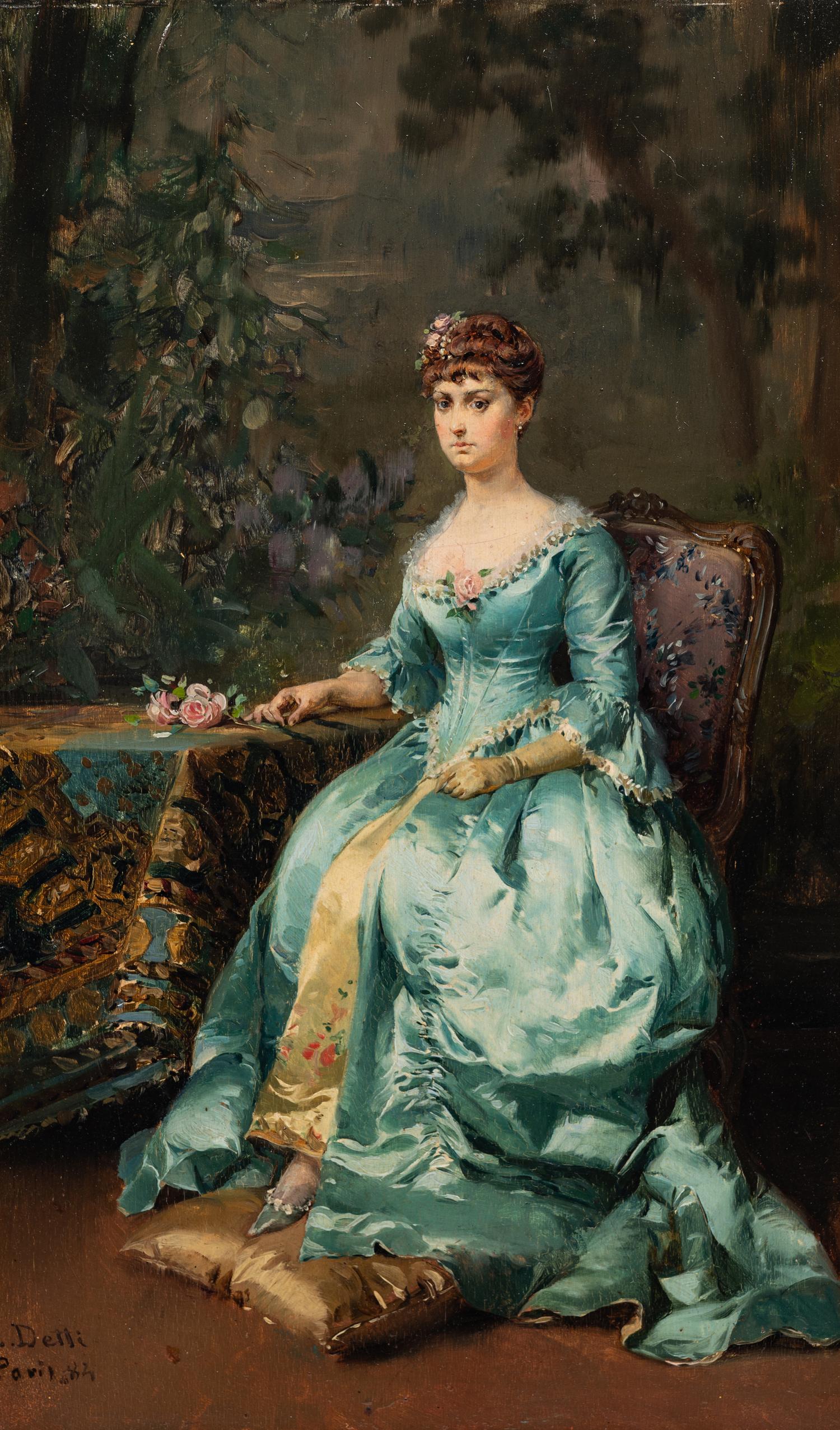 Portrait of a Woman in a Blue Gown
