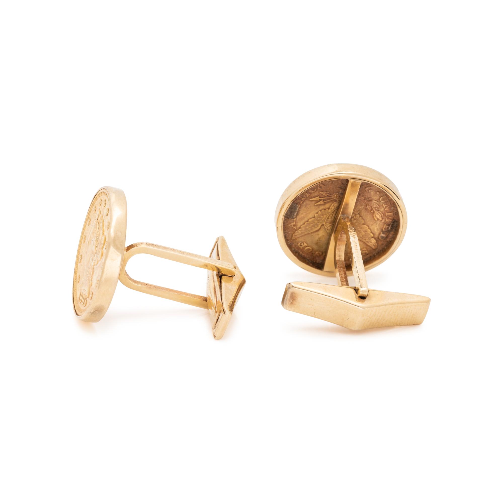 YELLOW GOLD COIN CUFFLINKS