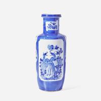 A Chinese blue and white rouleau vase 青花棒槌瓶 Late 19th/early 20th century ???????????