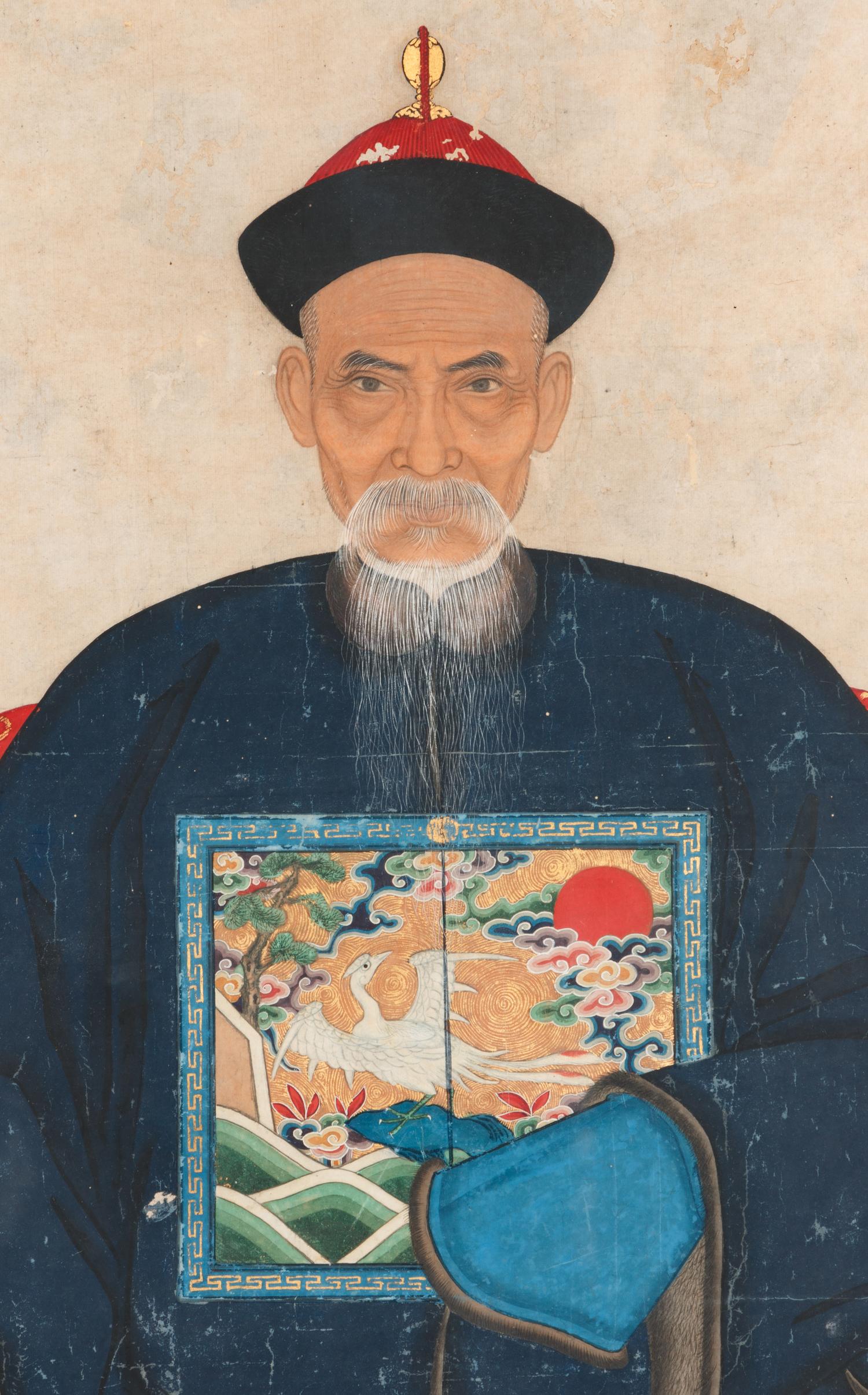 Two Chinese Ink and Color Portraits on Paper