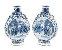 A Pair of Chinese Export Porcelain Moon Flasks