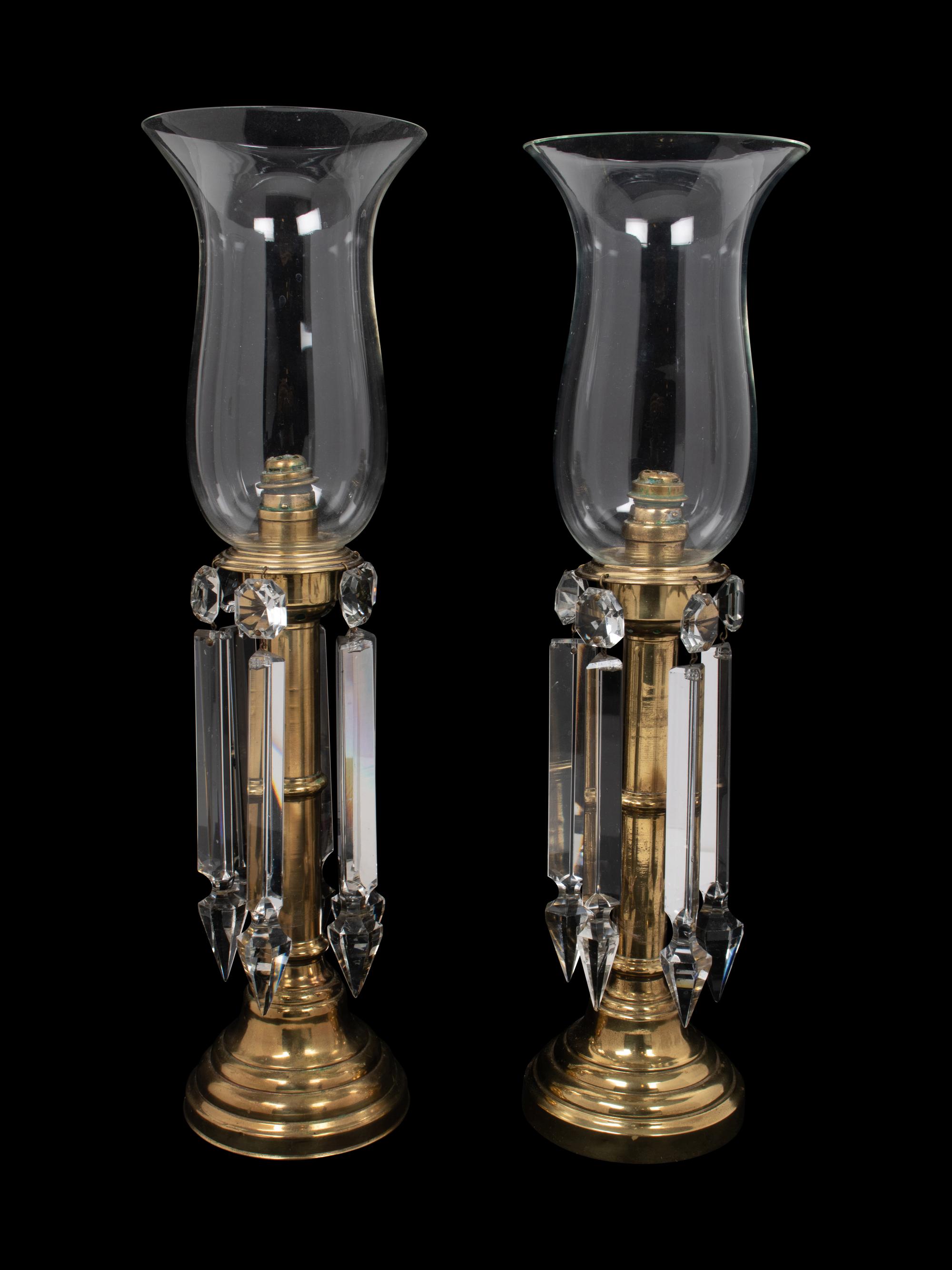 A Pair of Gilt Bronze and Cut Glass Lusters