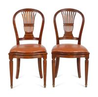 A Set of Eight Louis XVI Style Beechwood Dining Chairs