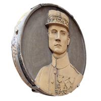 A Terra Cotta Rondel from the Polish Embassy in Chicago 25.25" W x 5" D x 25.25" H — United States, Early 20th Century