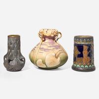 Amphora Porcelain Works (Austrian, active late 19th-early 20th century) Three Ceramic Vessels, Austria, late 19th century
