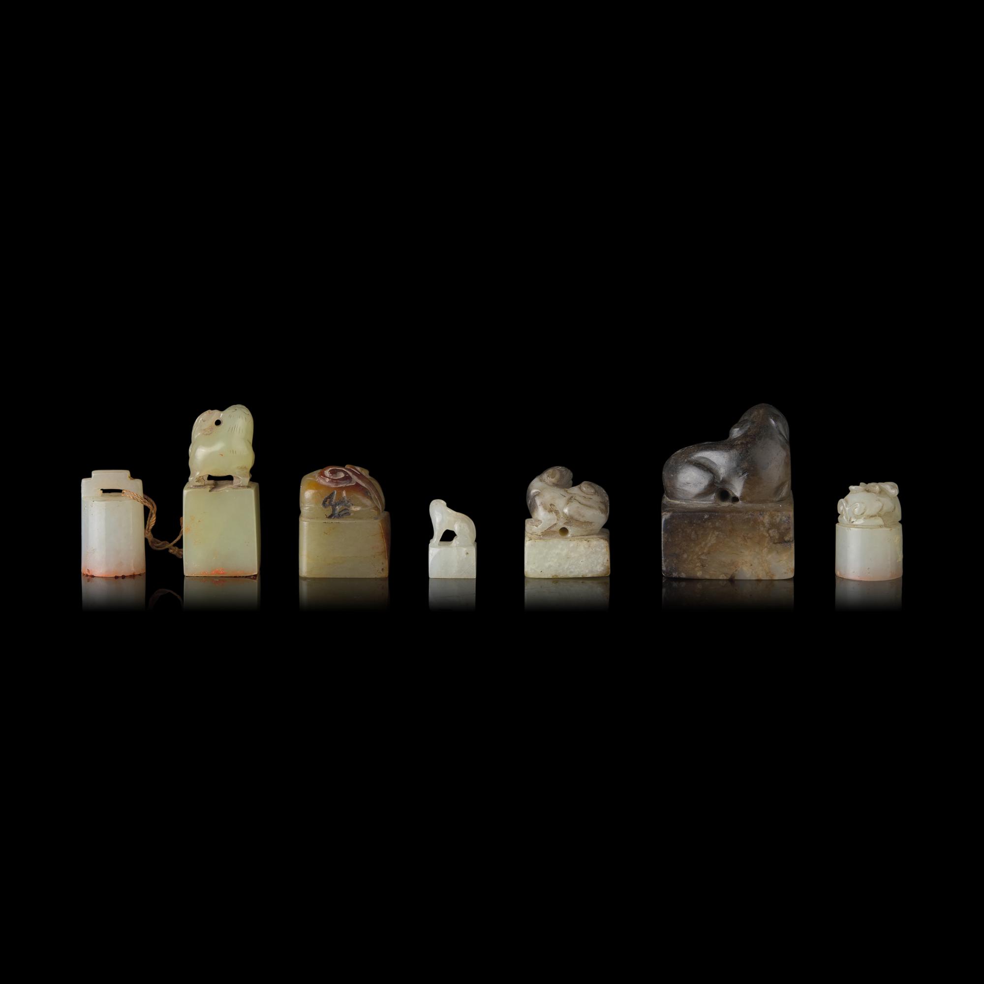 Seven Chinese Jade Seals, Qing Dynasty 清 玉印七枚