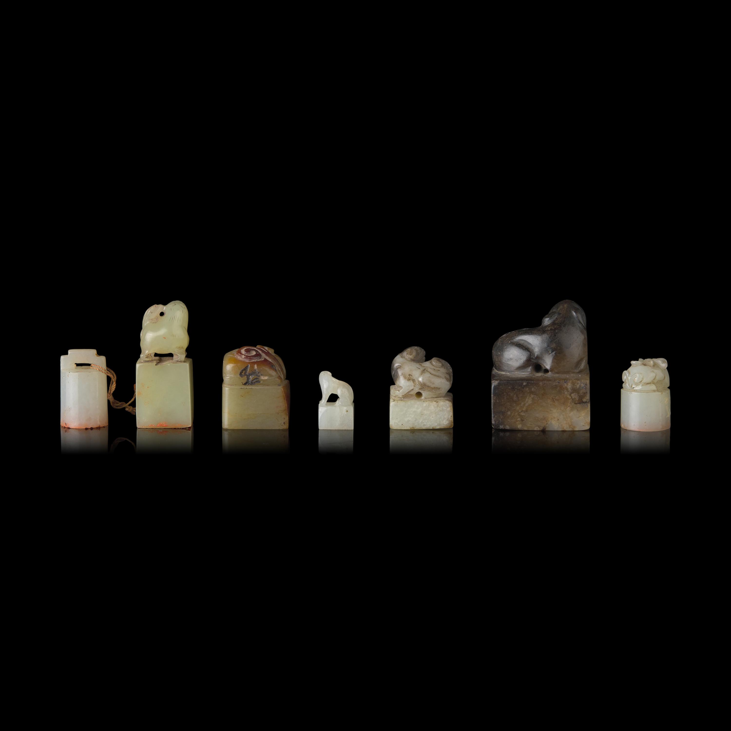 Seven Chinese Jade Seals, Qing Dynasty 清 玉印七枚