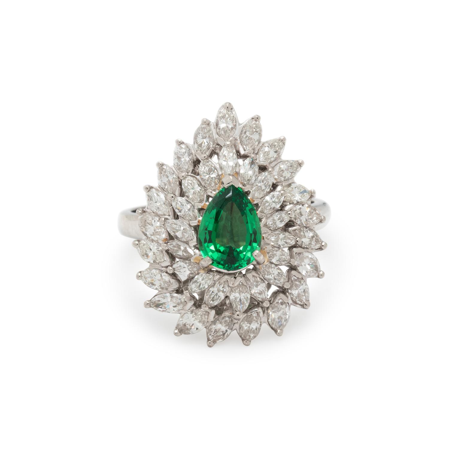 TSAVORITE GARNET AND DIAMOND CONVERTIBLE PENDANT RING