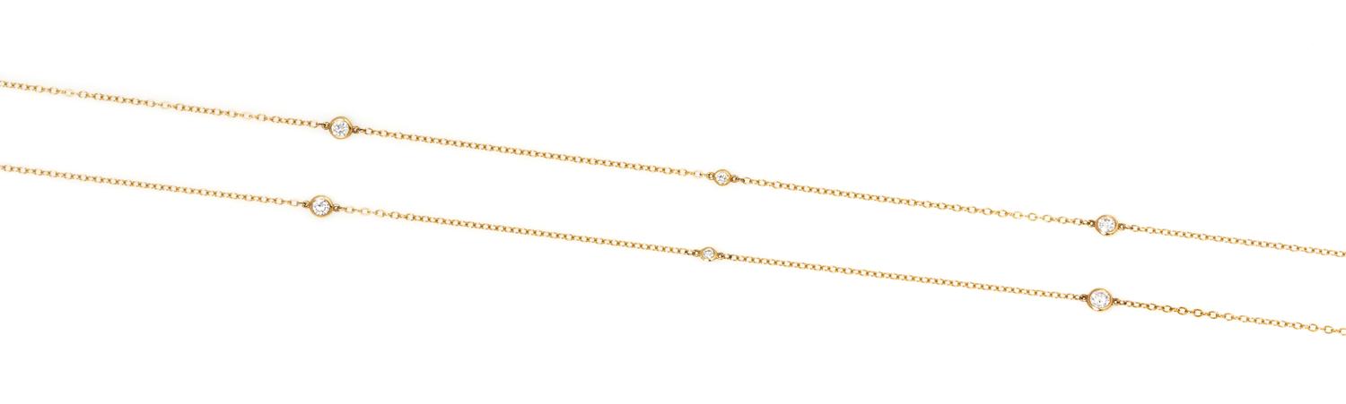 An 18 Karat Yellow Gold "Diamonds by the Yard" Necklace, Elsa Peretti for Tiffany & Co., 3.70 dwts.