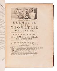 FONTENELLE, Bernad LeBouyer de (1657-1757). Eléments de la Geométrie de l'infinie Suite des Memoires de l'Academie Royale des Sciences . Paris: De l'Imprimerie Royale, 1727.