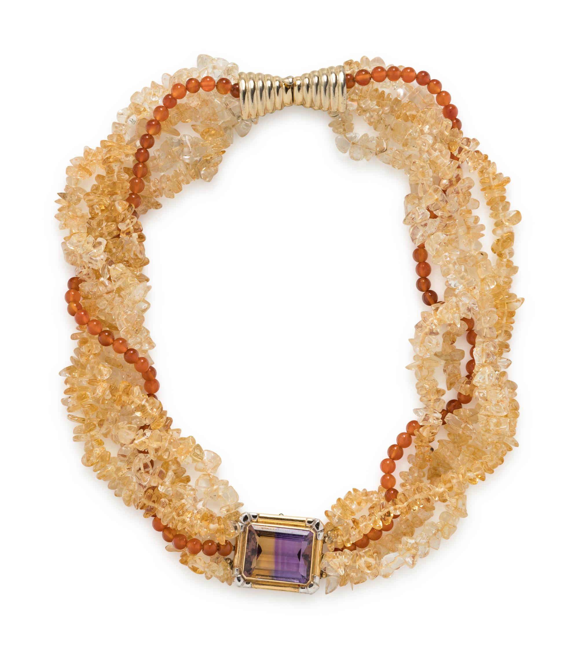 AMETRINE, CITRINE, AND CARNELIAN NECKLACE