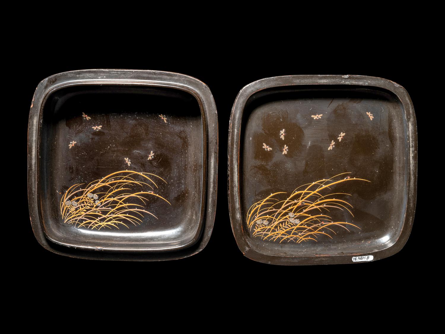 Two Japanese Carved Black Lacquer Articles