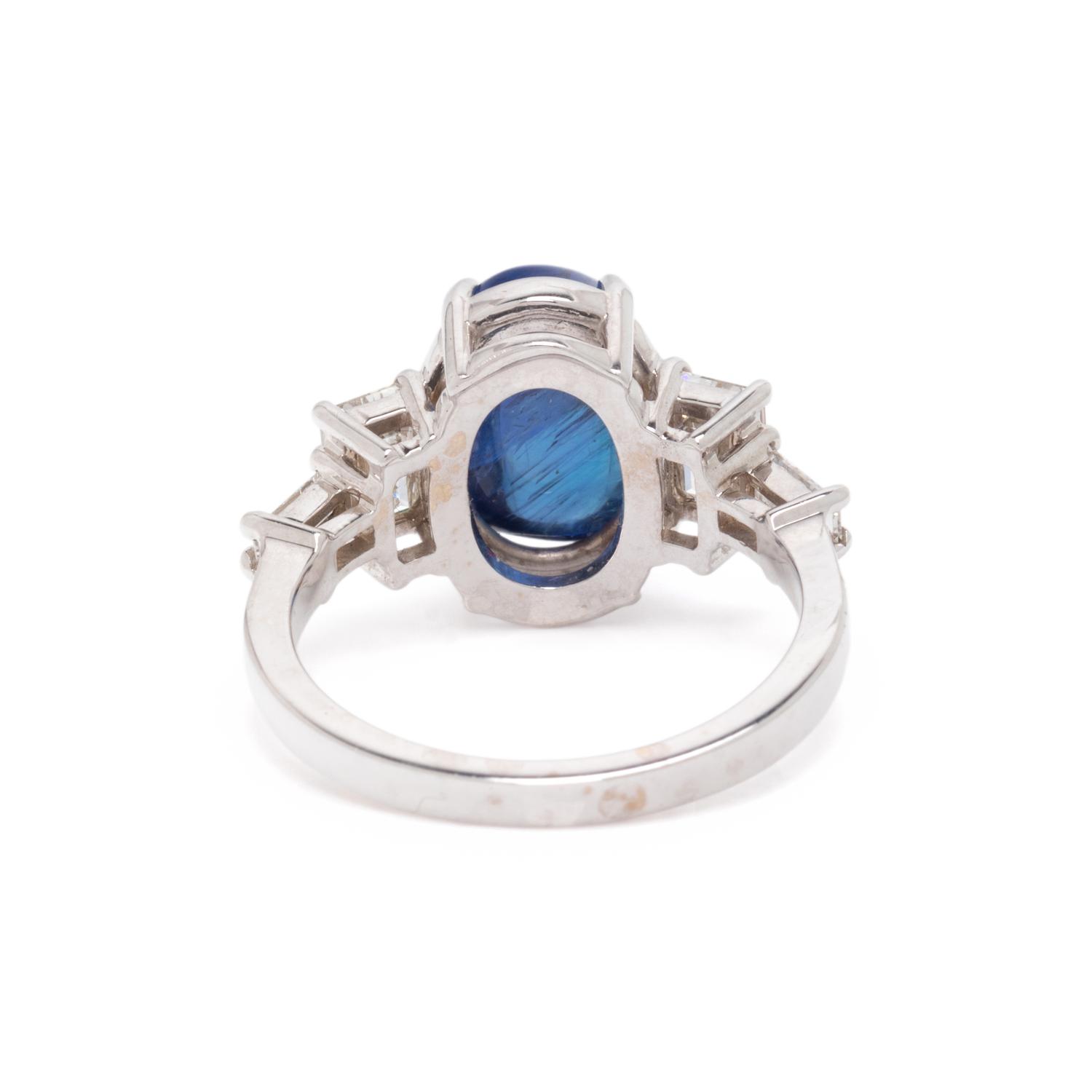 CABOCHON SAPPHIRE AND DIAMOND RING