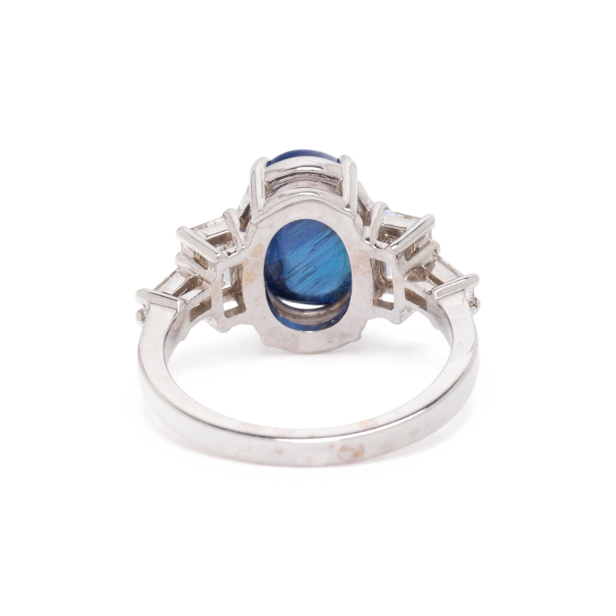 CABOCHON SAPPHIRE AND DIAMOND RING