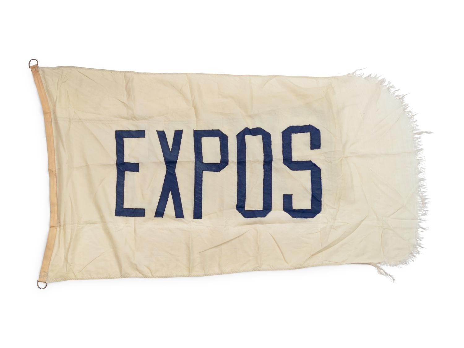 An Montreal Expos Flag Once Flown on Wrigley Field Scoreboard Collected by Former Chicago Cubs Wrigley Field Head Scorekeeper,
