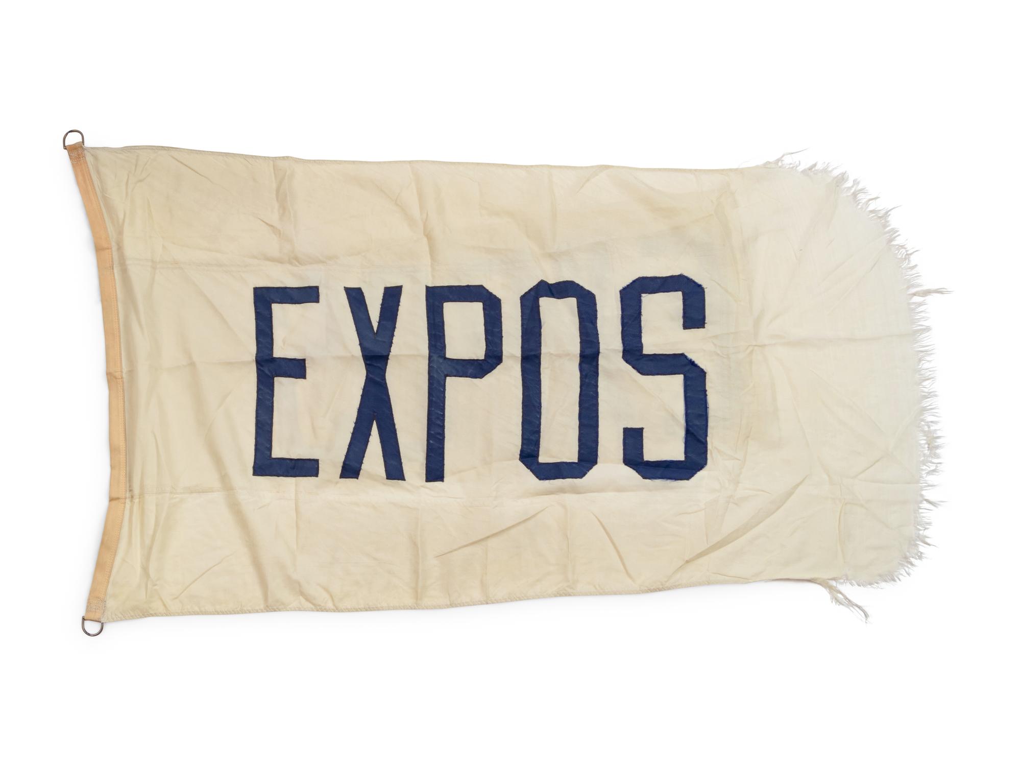 An Montreal Expos Flag Once Flown on Wrigley Field Scoreboard Collected by Former Chicago Cubs Wrigley Field Head Scorekeeper,