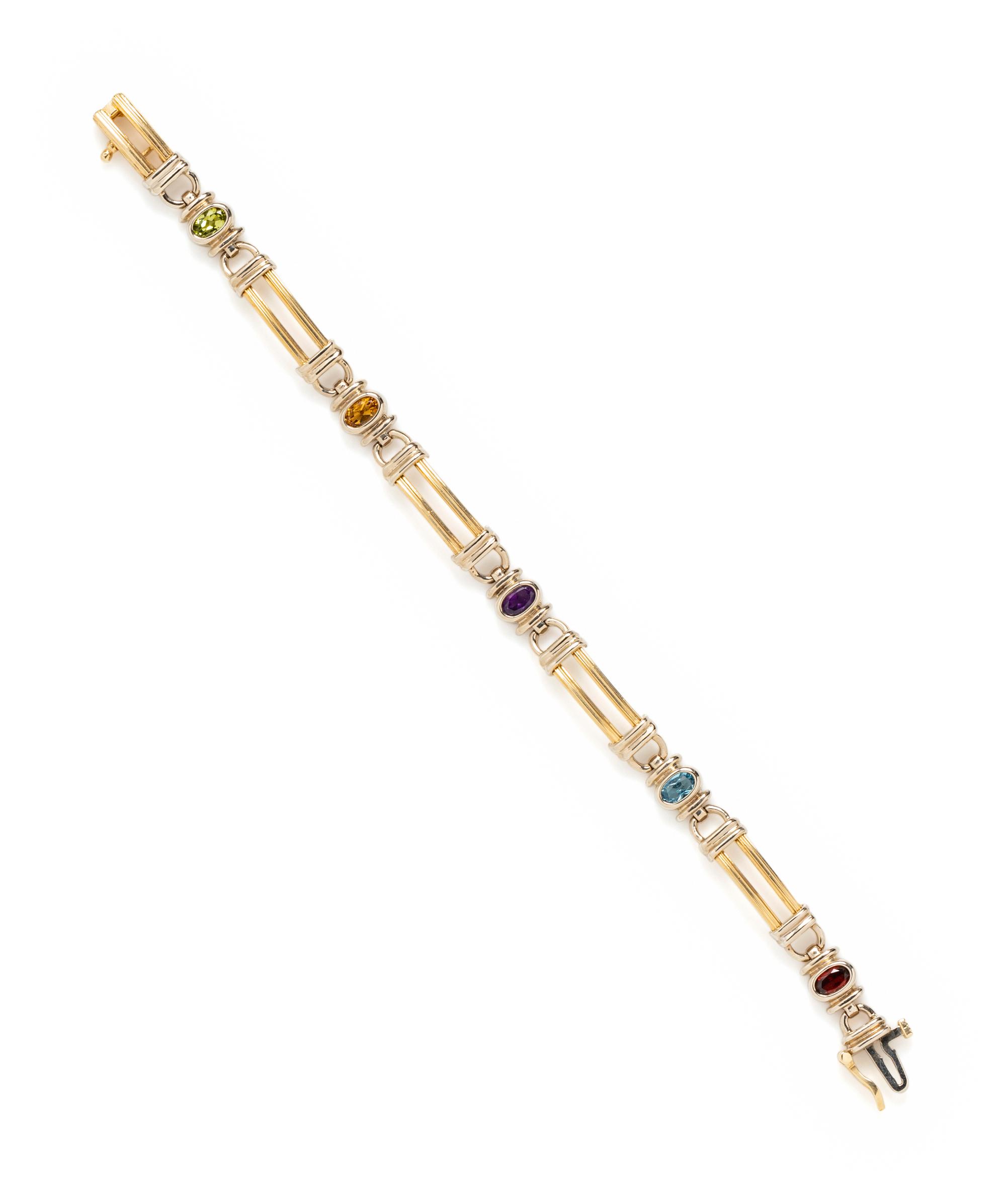 BICOLOR GOLD AND GEMSTONE BRACELET