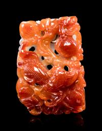 A Russet Jadeite Reticulated Pendant