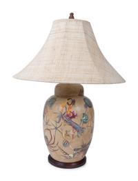 A Decoupage Decorated Ceramic Table Lamp — 20TH/21ST CENTURY