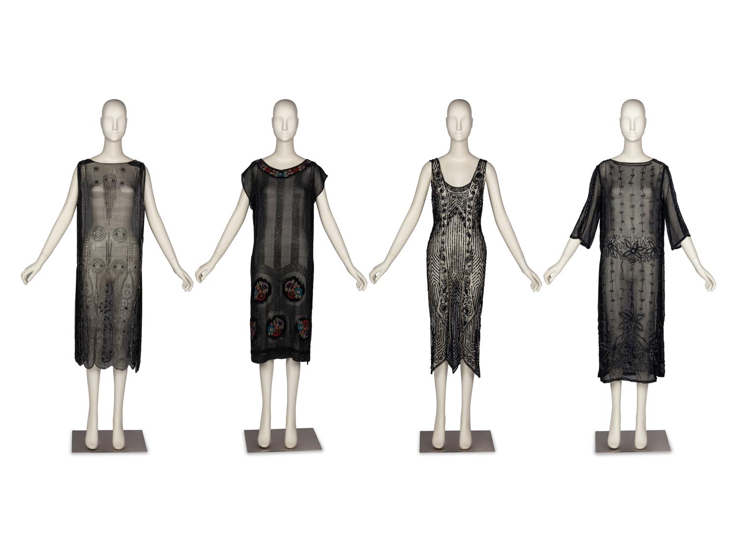Four Sheer Beaded Dresses