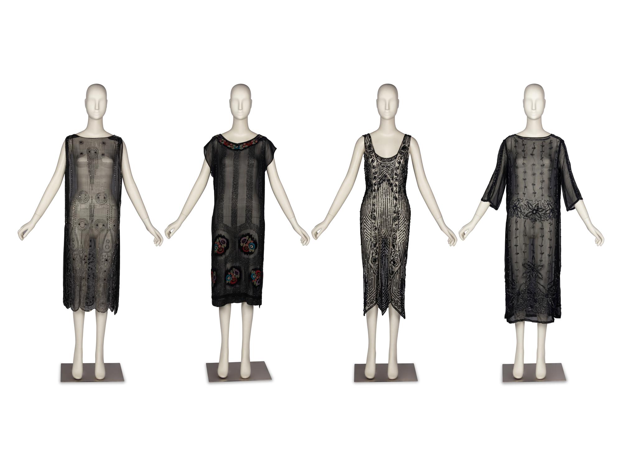 Four Sheer Beaded Dresses