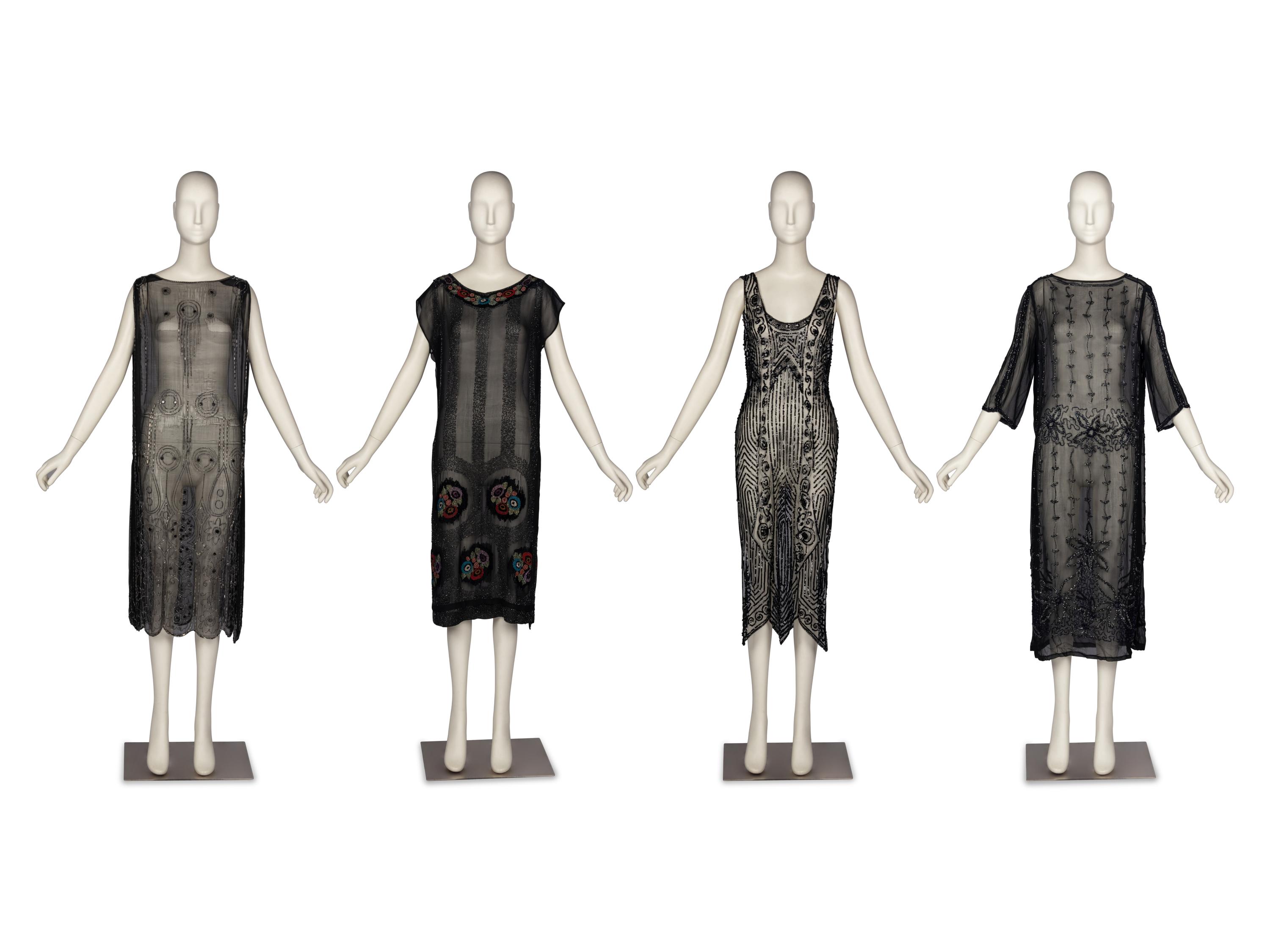 Four Sheer Beaded Dresses