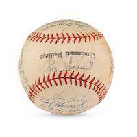 A 1957 Cincinnati Reds Team Signed Autograph Baseball Including Early Career Frank Robinson Signature