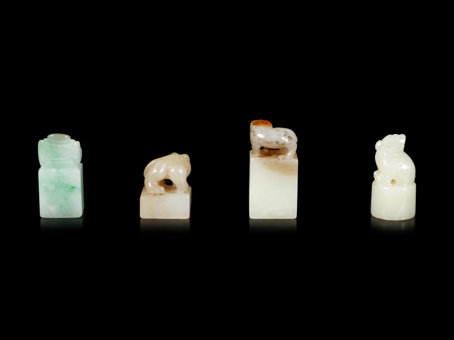 Four Chinese Jade and Jadeite Seals