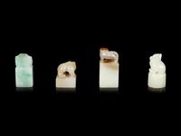 Four Chinese Jade and Jadeite Seals