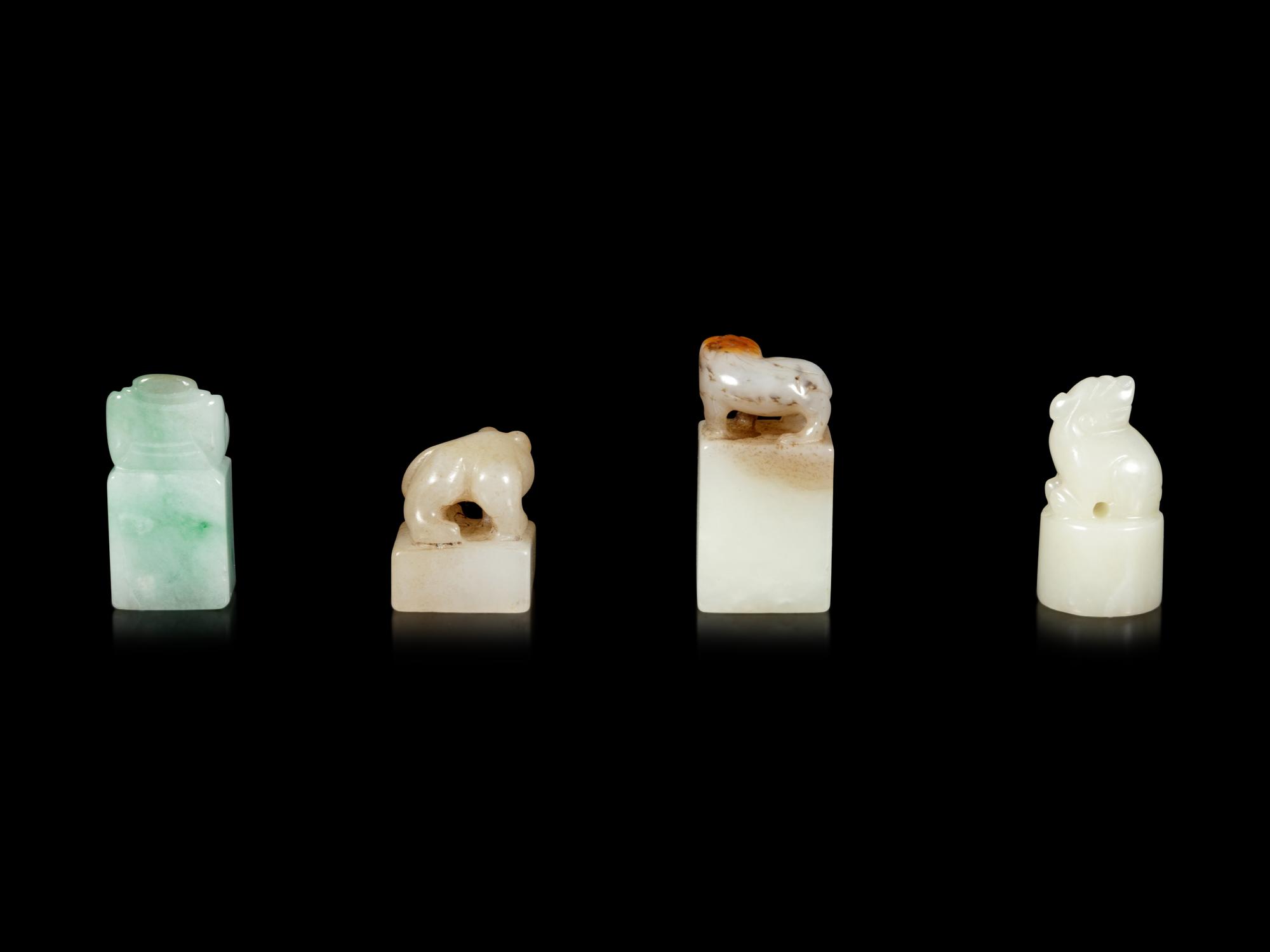 Four Chinese Jade and Jadeite Seals