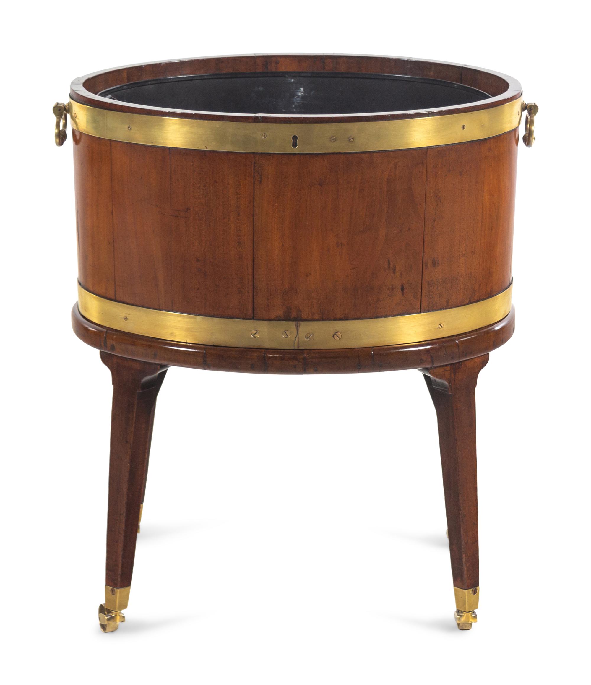 A George III Brass Banded Mahogany Cellarette