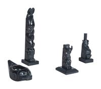 Carved Argillite Totems and Bowl