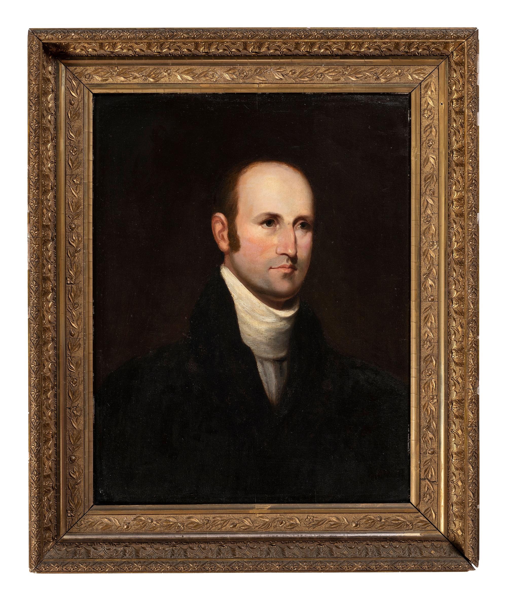 Matthew Harris Jouett (1788-1827) A portrait of Dr. Horace Holley (1808-1827) oil on panel 26 1/2 x 20 3/8 inches.