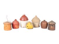 Seven Redware and Stoneware Birdhouses
