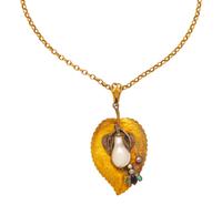 WILHELM WEISS, VIENNA SECESSIONIST, BICOLOR GOLD, DIAMOND AND MULTIGEM PENDANT/NECKLACE