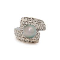 TAHITIAN CULTURED PEARL AND DIAMOND RING