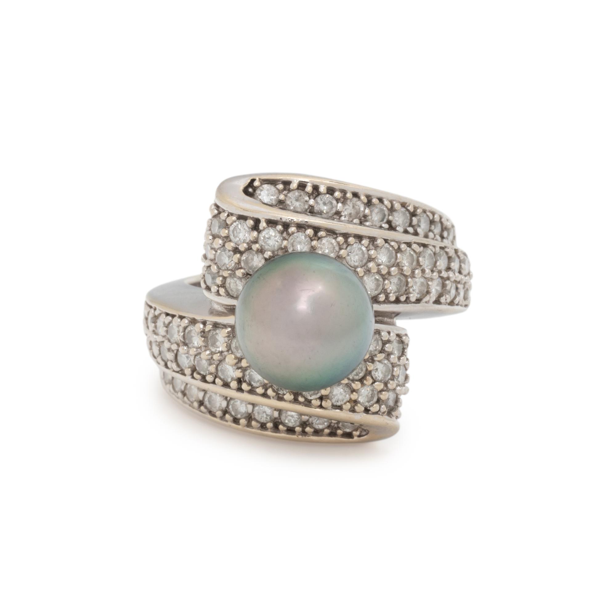 TAHITIAN CULTURED PEARL AND DIAMOND RING