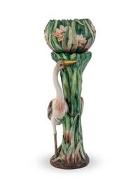 A Ceramic Jardiniere on Heron-form Pedestal — 20TH CENTURY