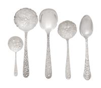 A Gorham Cluny Silver Flatware Service with S. Kirk and Son Repousse Silver Flatware and Serving Articles