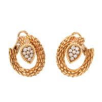 BOUCHERON, YELLOW GOLD AND DIAMOND 'SERPENT BOHÈME' EARCLIPS