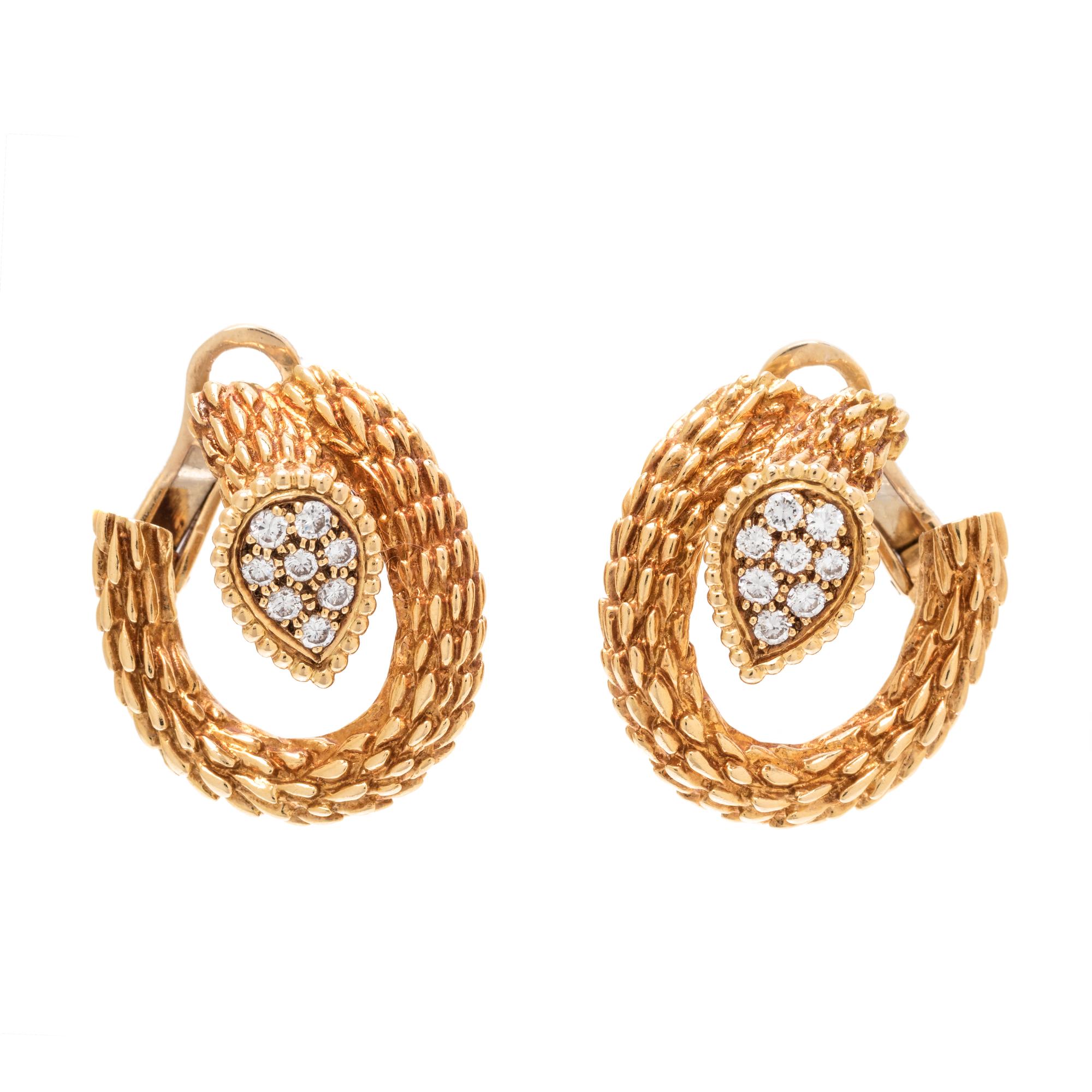 BOUCHERON, YELLOW GOLD AND DIAMOND 'SERPENT BOHÈME' EARCLIPS