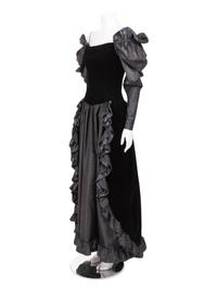Givenchy Haute Couture Velvet and Moiré Dress, 1970-80s
