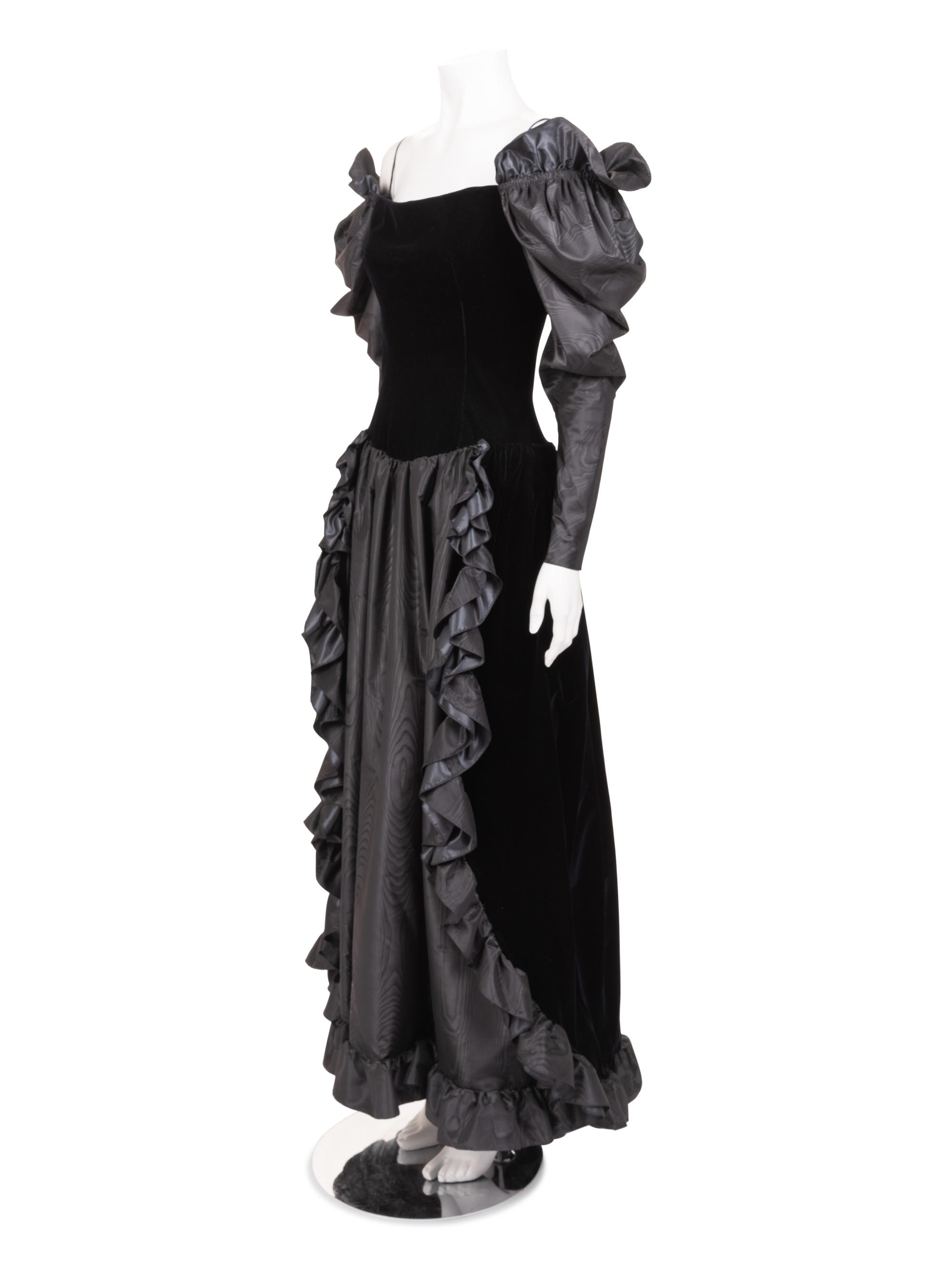Givenchy Haute Couture Velvet and Moiré Dress, 1970-80s