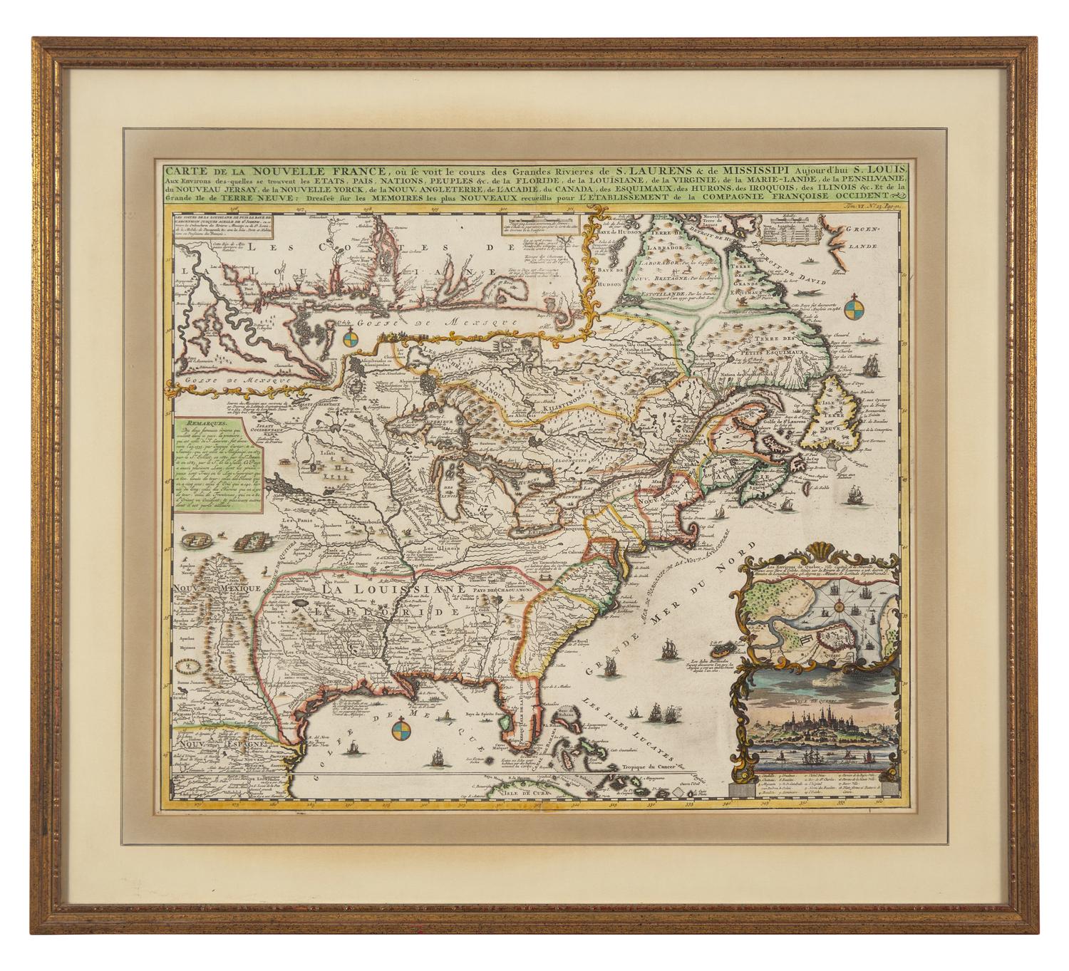 [Maps & Atlases] (de Fer, Nicholas). Carte de la Nouvelle France, ou se voit le cours des Grands Rivieres de S. Laurens & de Mississipi aujour d'hui S. Louis, Aux Environs...